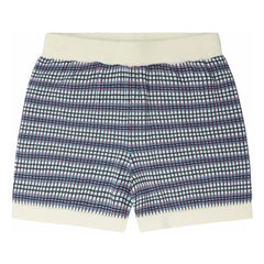 FUB - Pantalón corto de punto fino de algodón orgánico a cuadros | Crudo