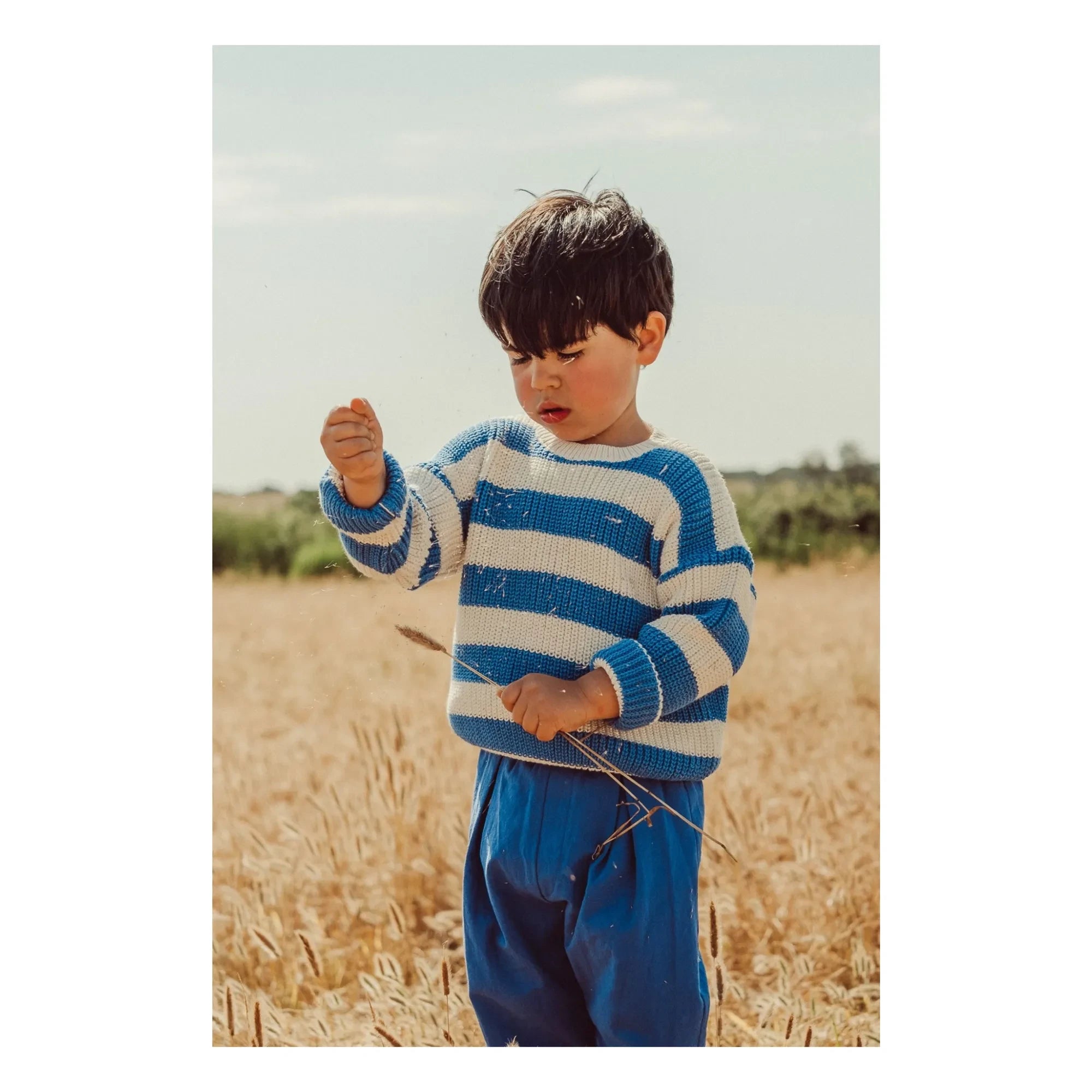 THE LiTTLE POETS - Gastão Jersey de algodón orgánico a rayas | Azul Real