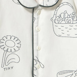 Tinycottons - Mantar Desenli Tulum Pijama | Beyaz