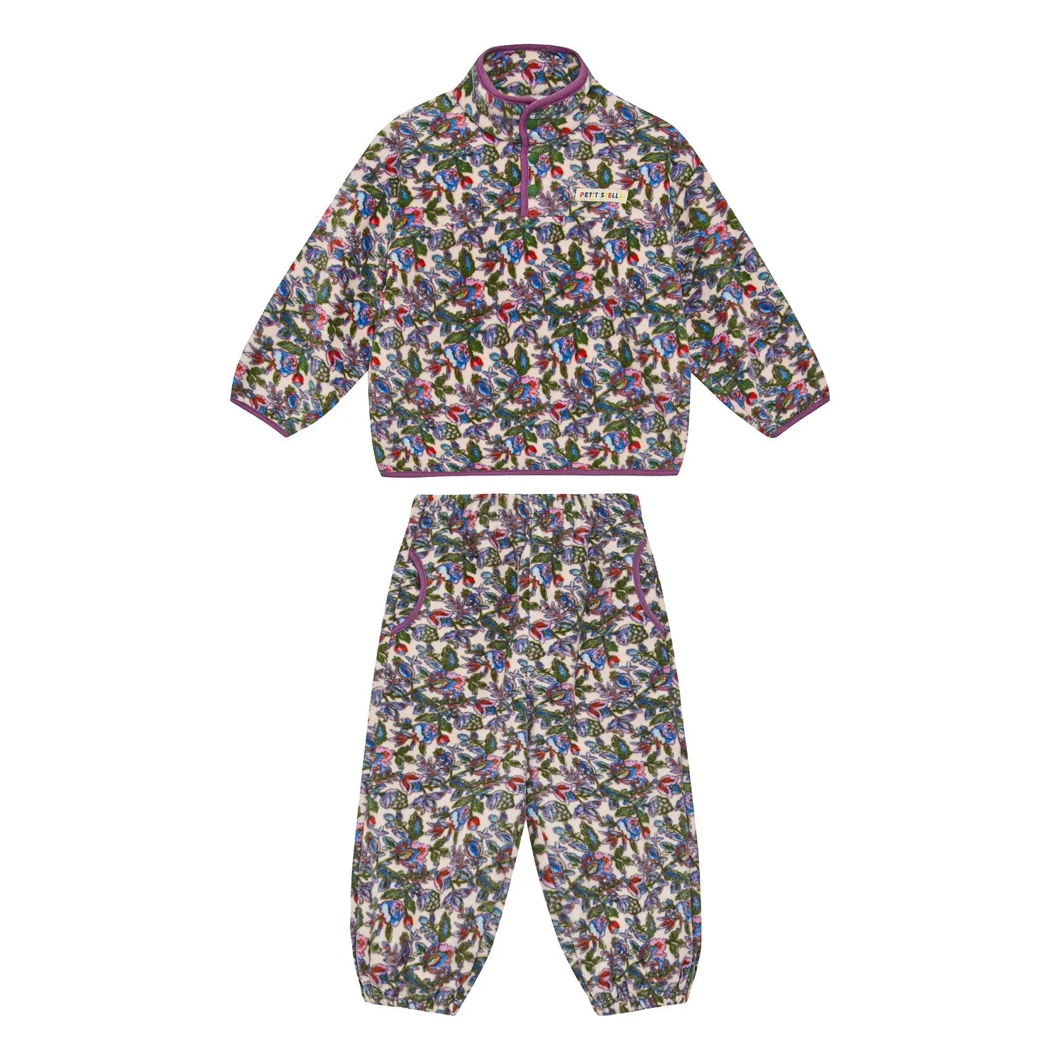 Petit Stella - Çiçek Desenli Polar Set | Mor