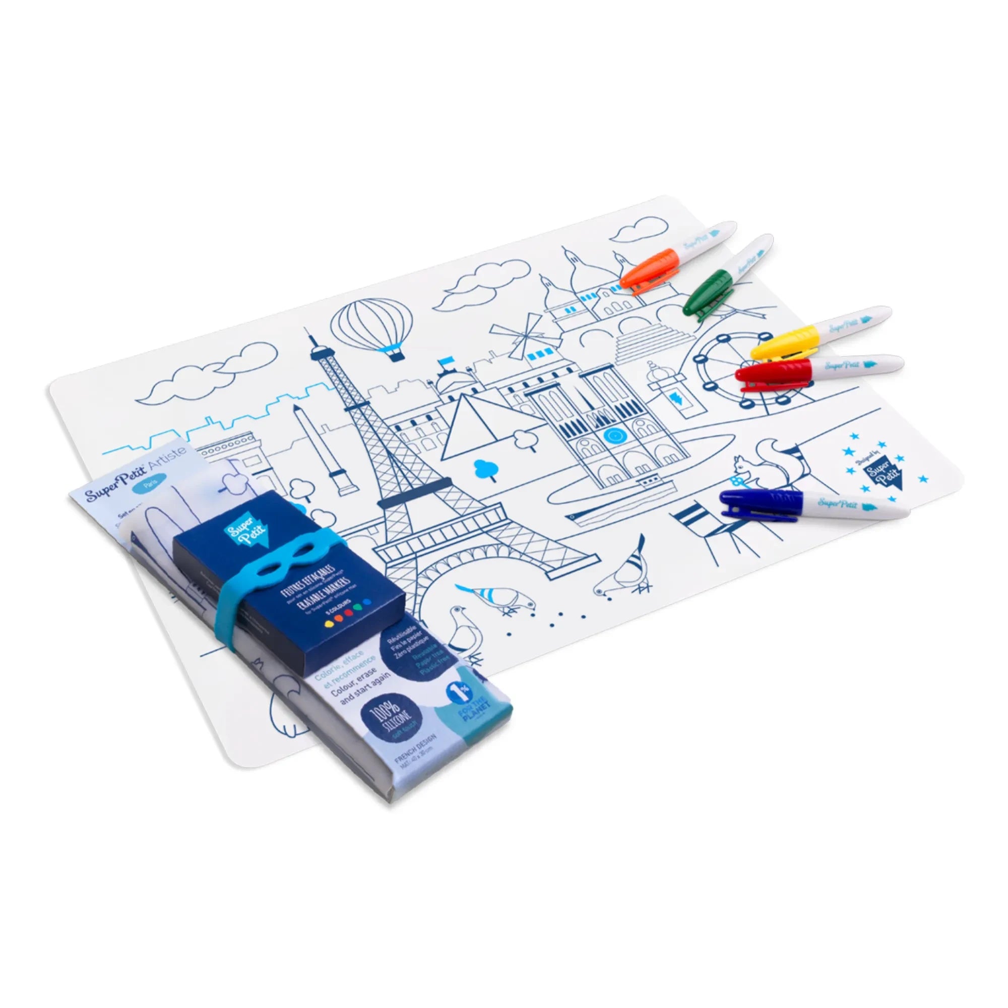 Superpetit - Individuales Paris para colorear con pulsera y 5 rotuladores