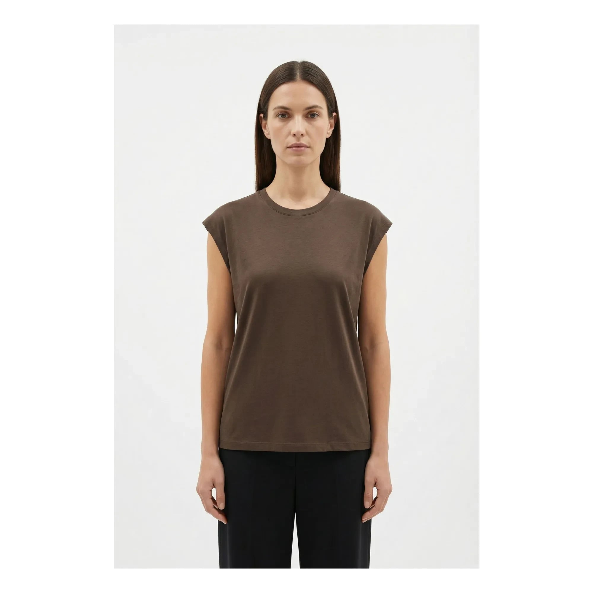 Pomandère - Camiseta de punto de algodón y lino | Marrón oscuro