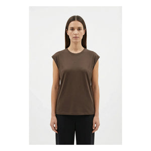 Pomandère - Camiseta de punto de algodón y lino | Marrón oscuro