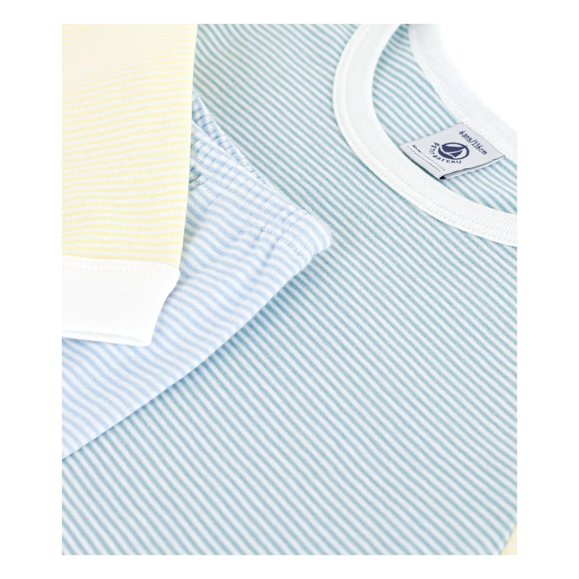 Petit Bateau - Pijama a rayas con bloques de color Milleraies | Verde
