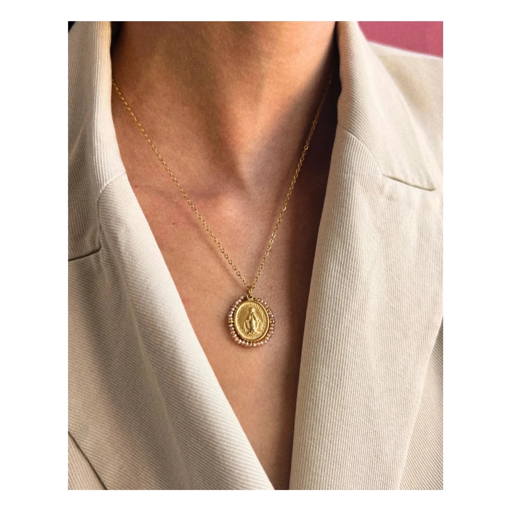 Collar brillante Palas - Santa María | Melocotón