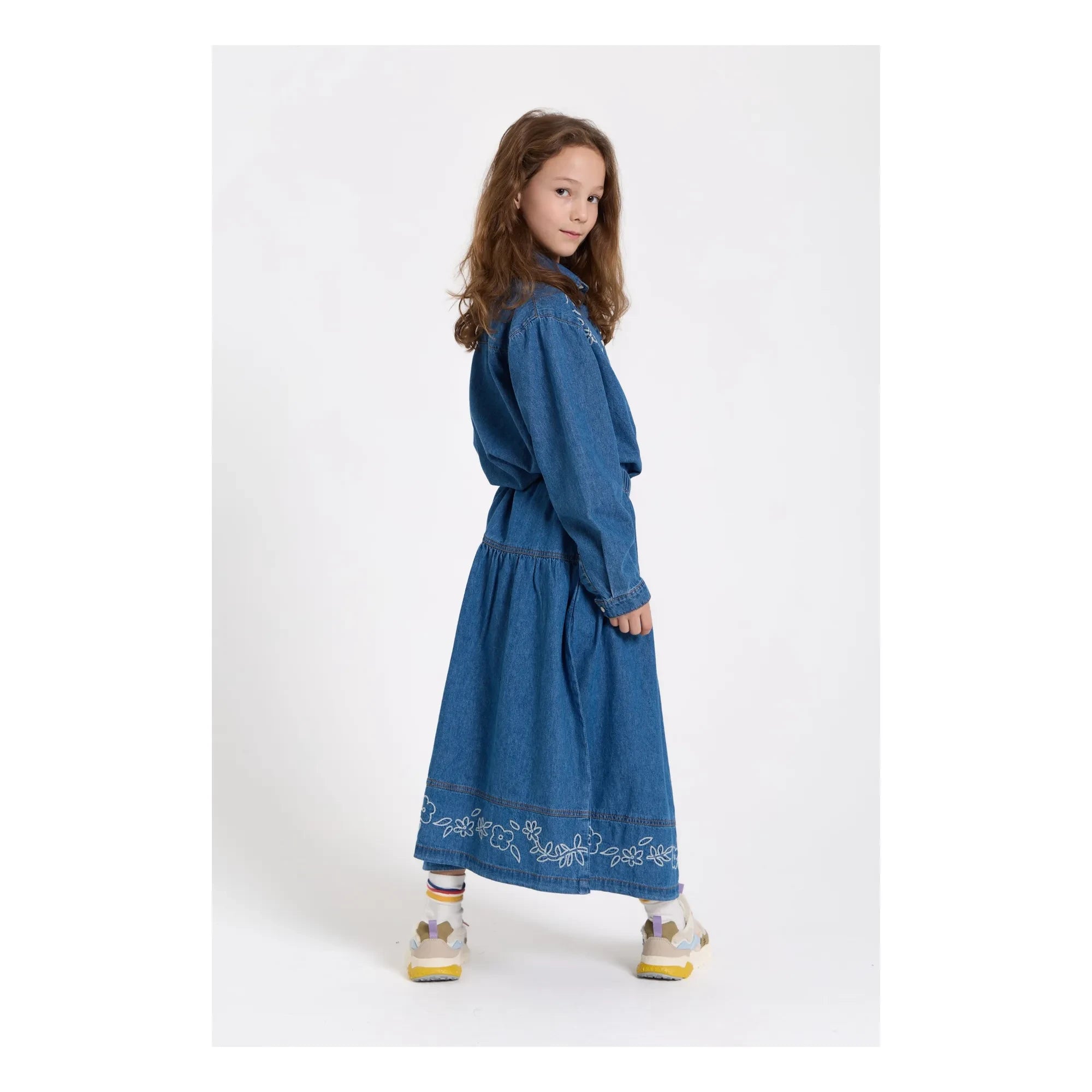 Hundred Pieces - Falda Bordada Cally | Azul denim