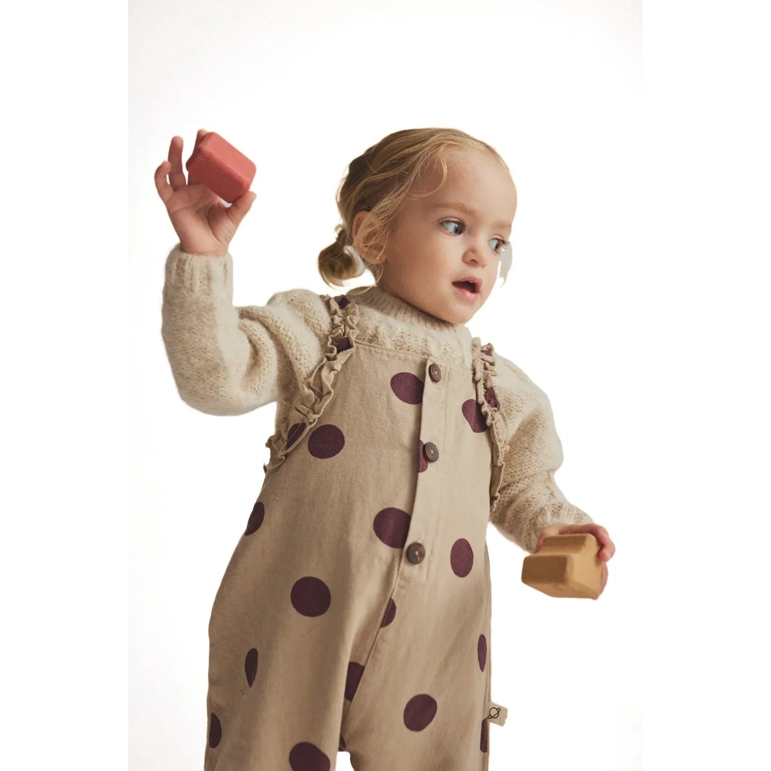 Cozmo - Lily Dots Organik Pamuk Salopet | Bej