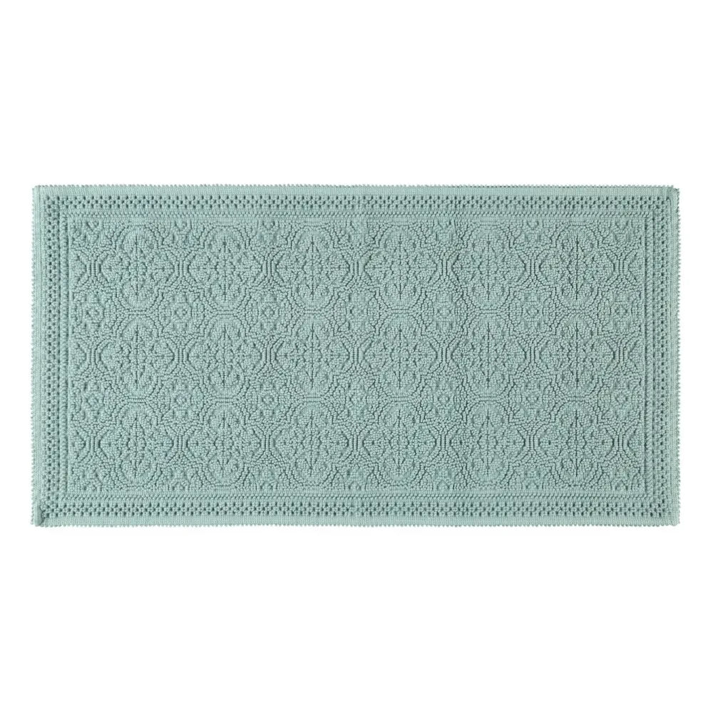 Haomy - Alfombra de baño de algodón con diseño en relieve 55x110cm | Verde agua