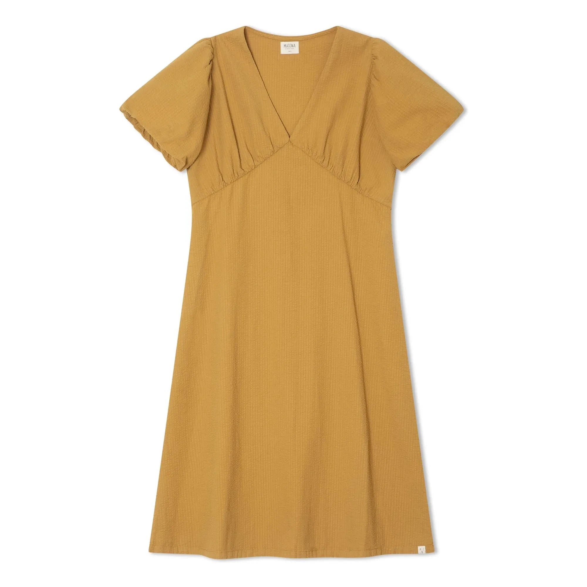 Matona - Vestido de algodón orgánico de largo medio | Mostaza