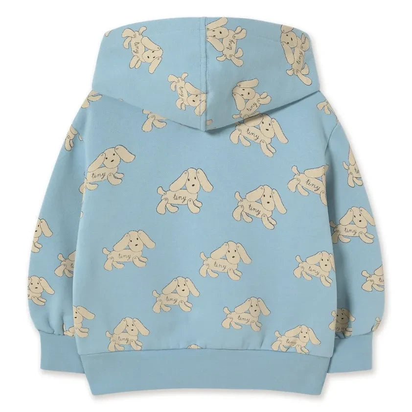 Tinycottons - Sudadera con capucha de algodón orgánico con estampado de perro | Azul claro