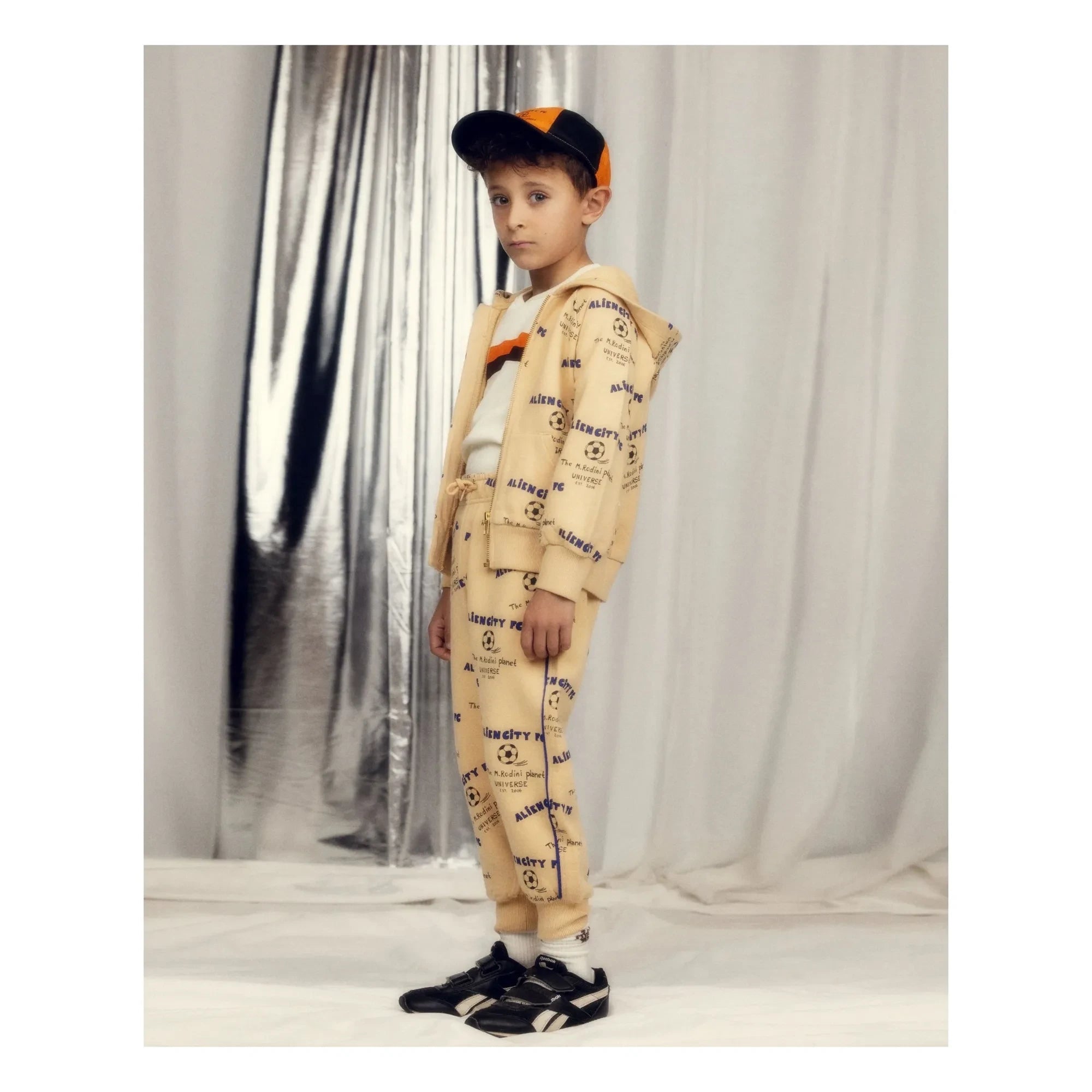 Mini Rodini - Jogger de algodón orgánico Alien City | Beige