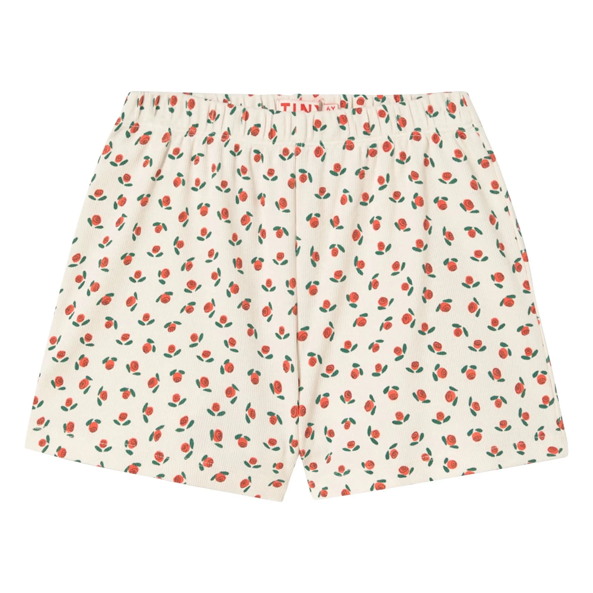 Tinycottons - Pantalones cortos abullonados Roses de algodón orgánico | Blanco