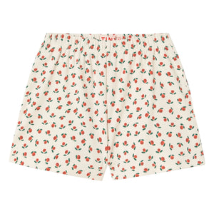 Tinycottons - Pantalones cortos abullonados Roses de algodón orgánico | Blanco