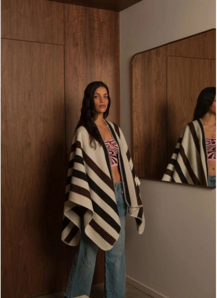 La Méricaine - Capa de lana reciclada Blackfeet | Ecru