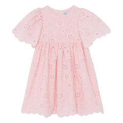 Tartine et Chocolat - Vestido de manga abullonada con flores bordadas | Rosa empolvado