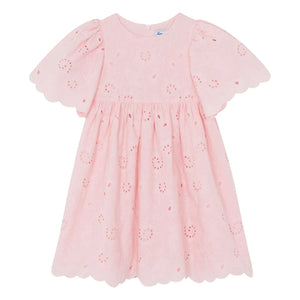 Tartine et Chocolat - Vestido de manga abullonada con flores bordadas | Rosa empolvado