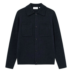 Les Deux - Fischer Milano Overshirt de Lana Gruesa con Cuello Acanalado | Azul Marino