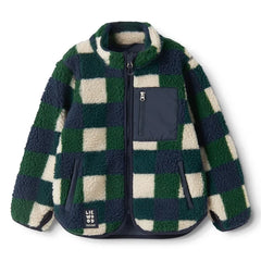 Liewood - Chaqueta tipo sherpa Nolan con estampado a cuadros, fabricada con fibras recicladas | Azul marino