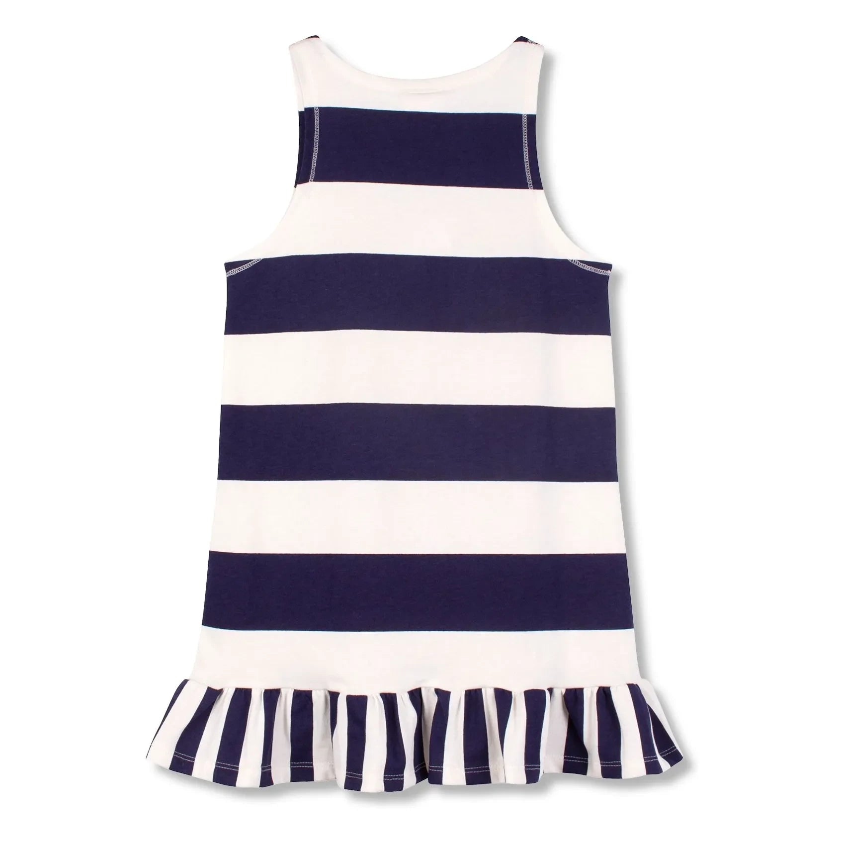 Wynken - Vestido con volantes de algodón orgánico a rayas | Azul marino