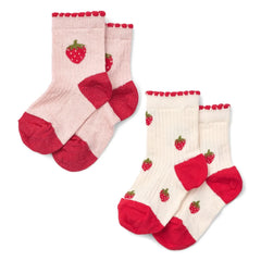 Flöss - 2 pares de calcetines con diseño de fresas Vibe | Rojo