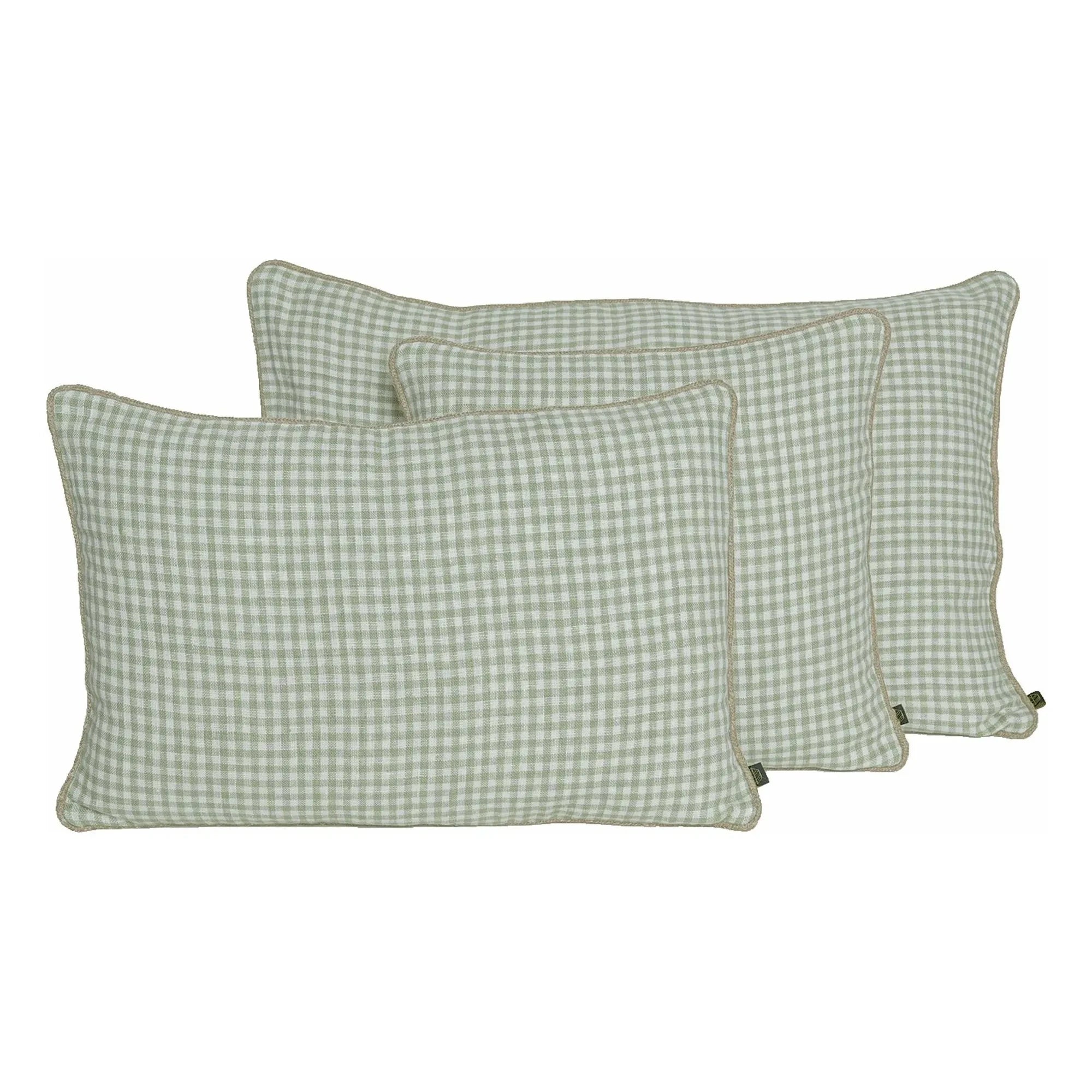Haomy - Piana II Funda de almohada de lino a rayas | Verde almendra
