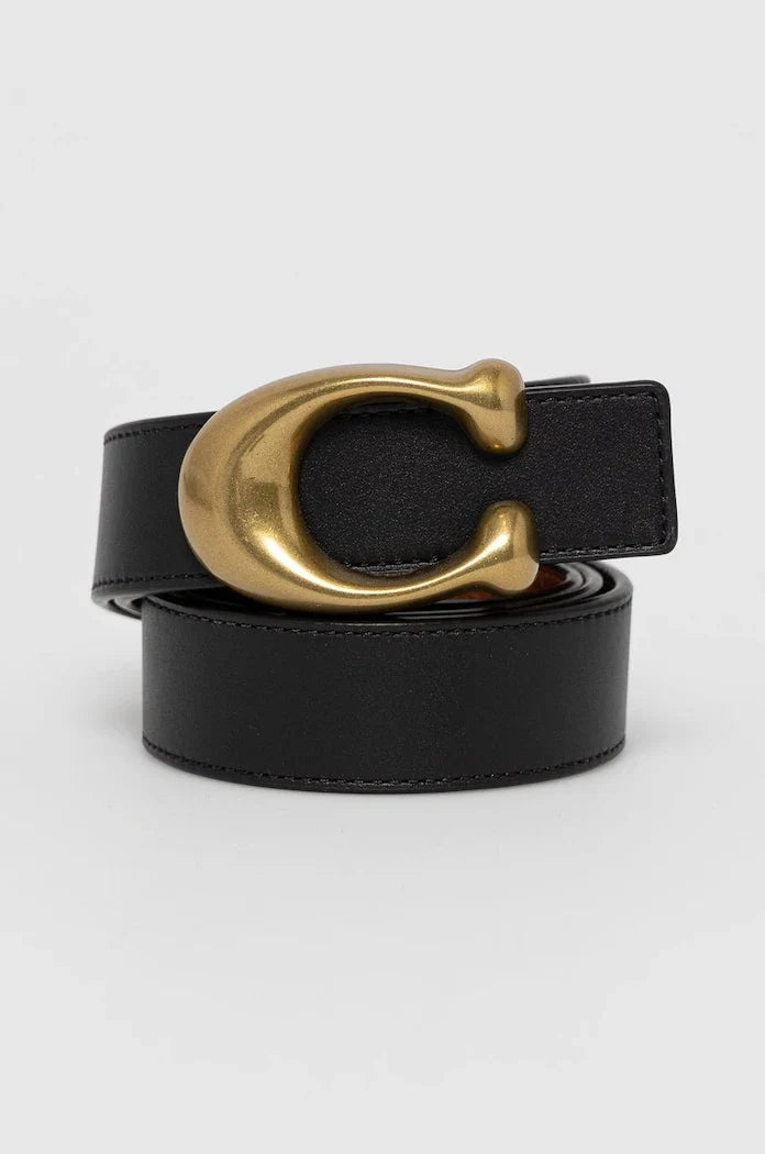 Cinturón de cuero de doble cara Coach para mujer
