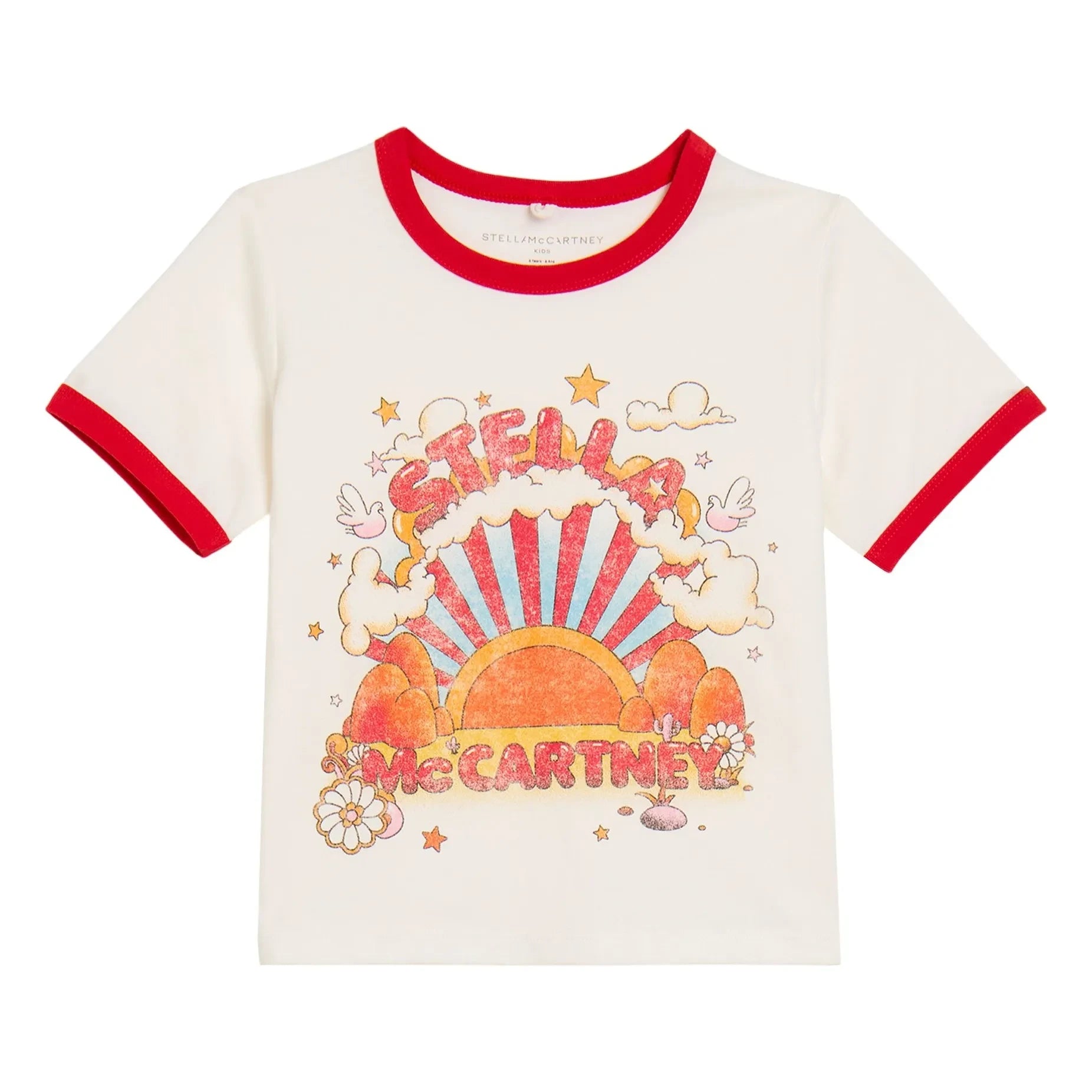Stella McCartney Kids - Clouds Organik Pamuk Tişört | Fildişi