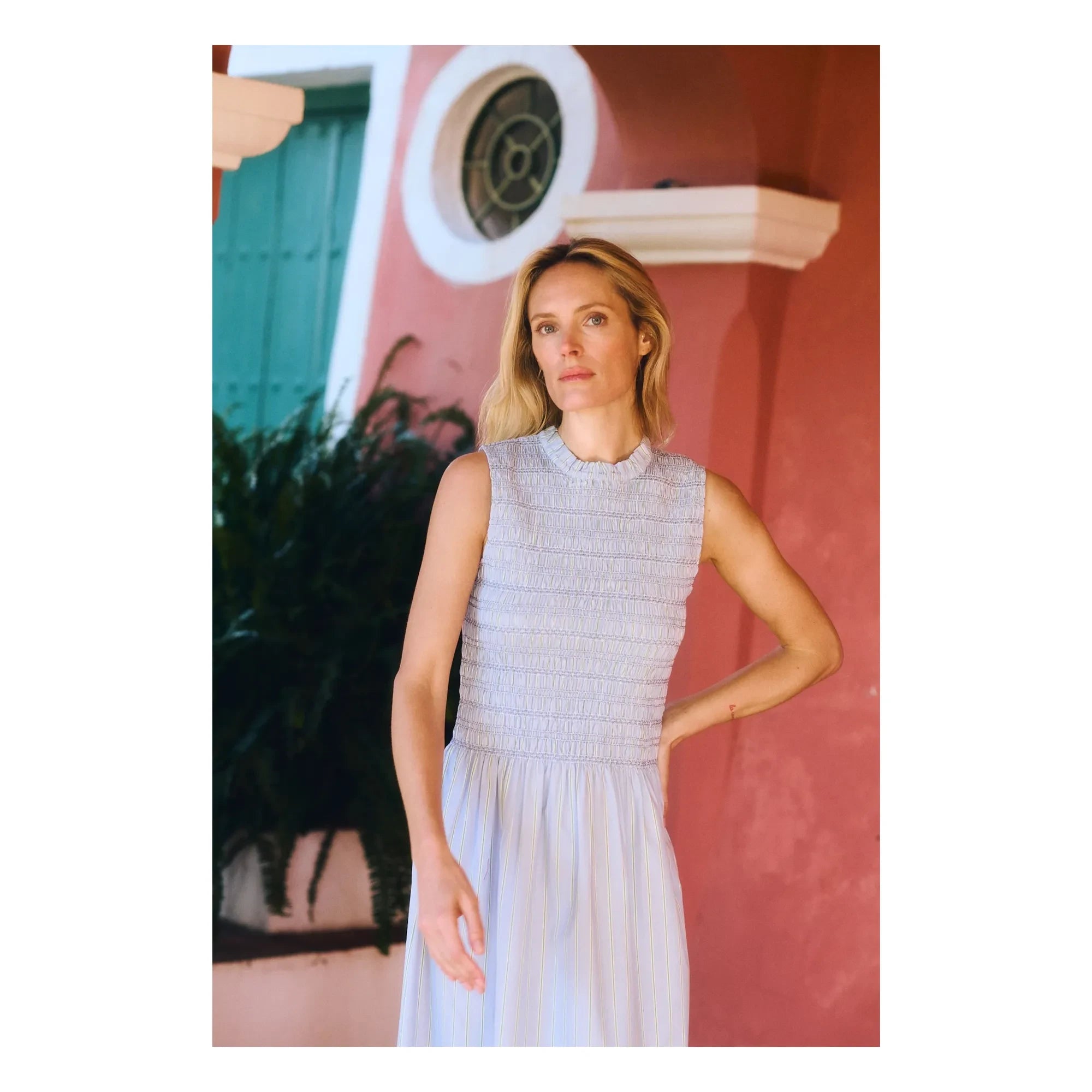 Maria de la Orden - Vestido de algodón a rayas Saint Barth | Azul claro