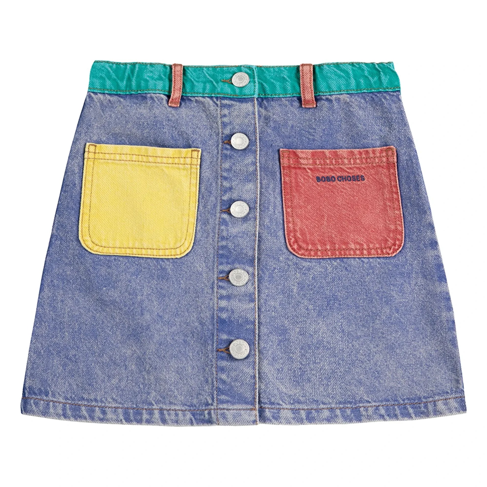 Bobo Choses - Falda de algodón orgánico con bloques de color | Azul