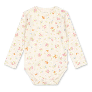Konges Sløjd - Body de algodón orgánico acanalado con estampado floral Minnie | Crudo