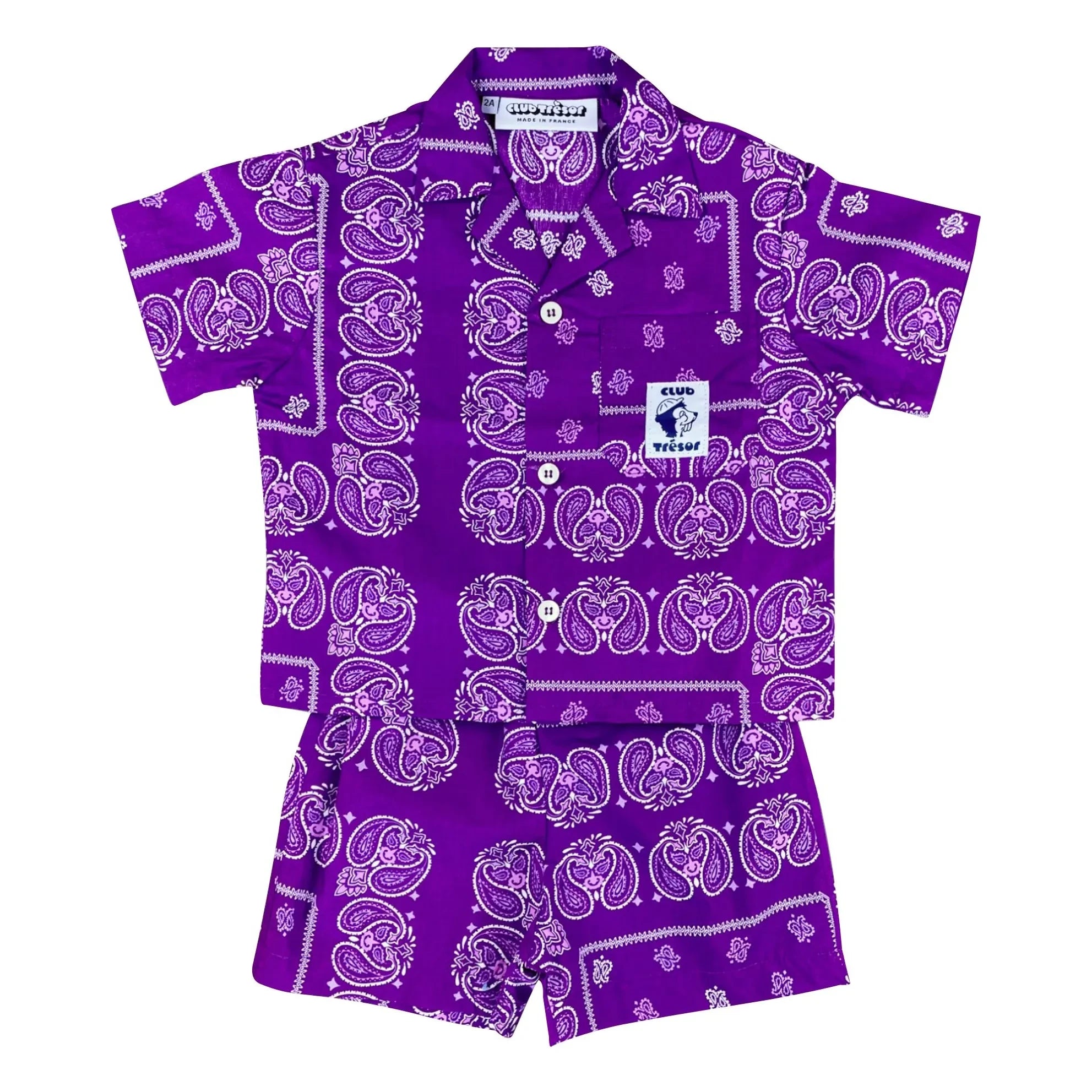 Club Trésor - Conjunto de camisa y pantalón corto de popelina Cassis | Morado