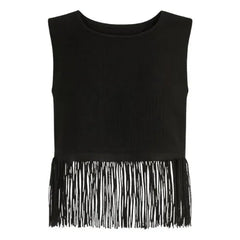 Vanessa Sposi - Top con borlas de lino | Negro