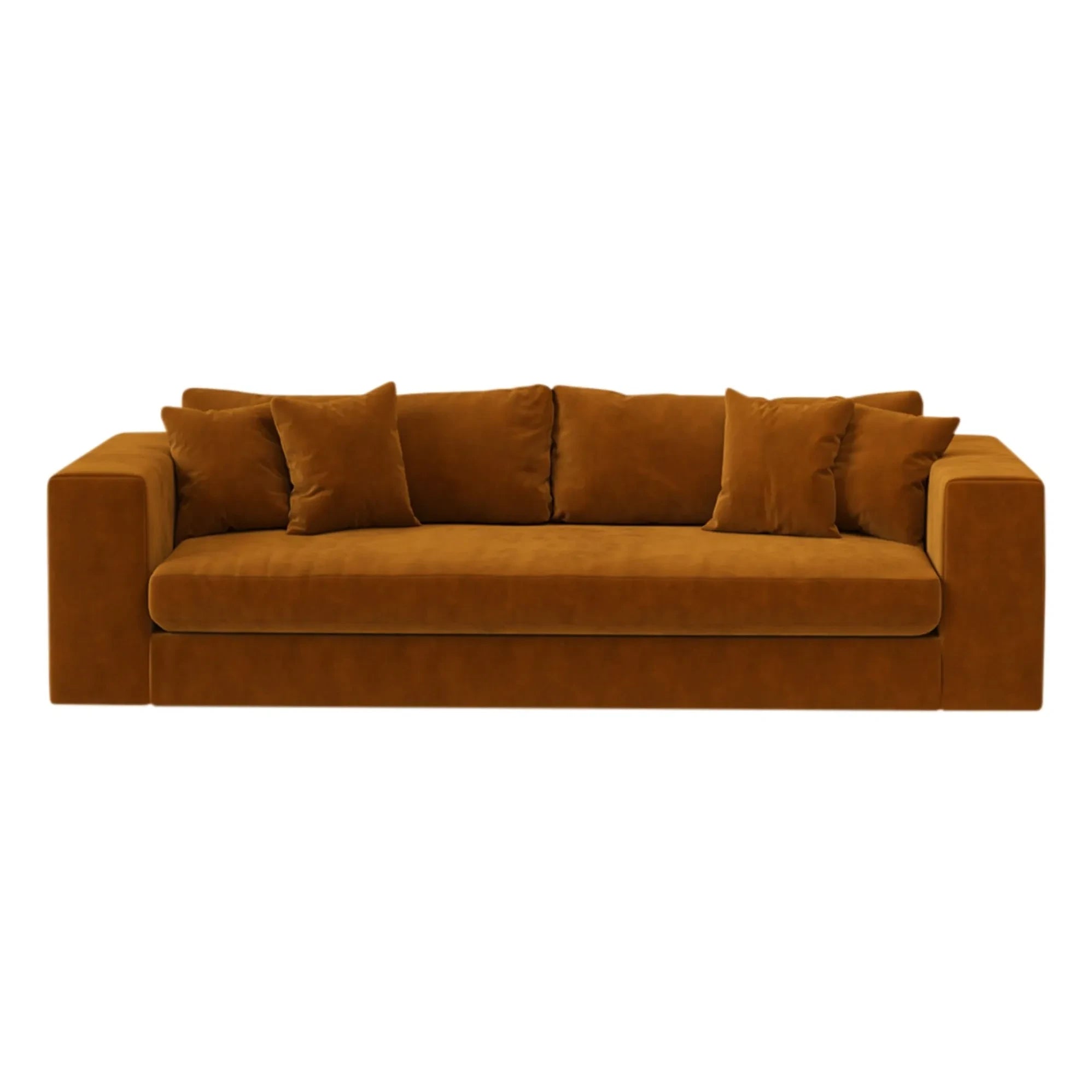 Panac Edition - Sofá Bellechasse de 3 plazas de terciopelo cepillado de 245 cm | Coñac