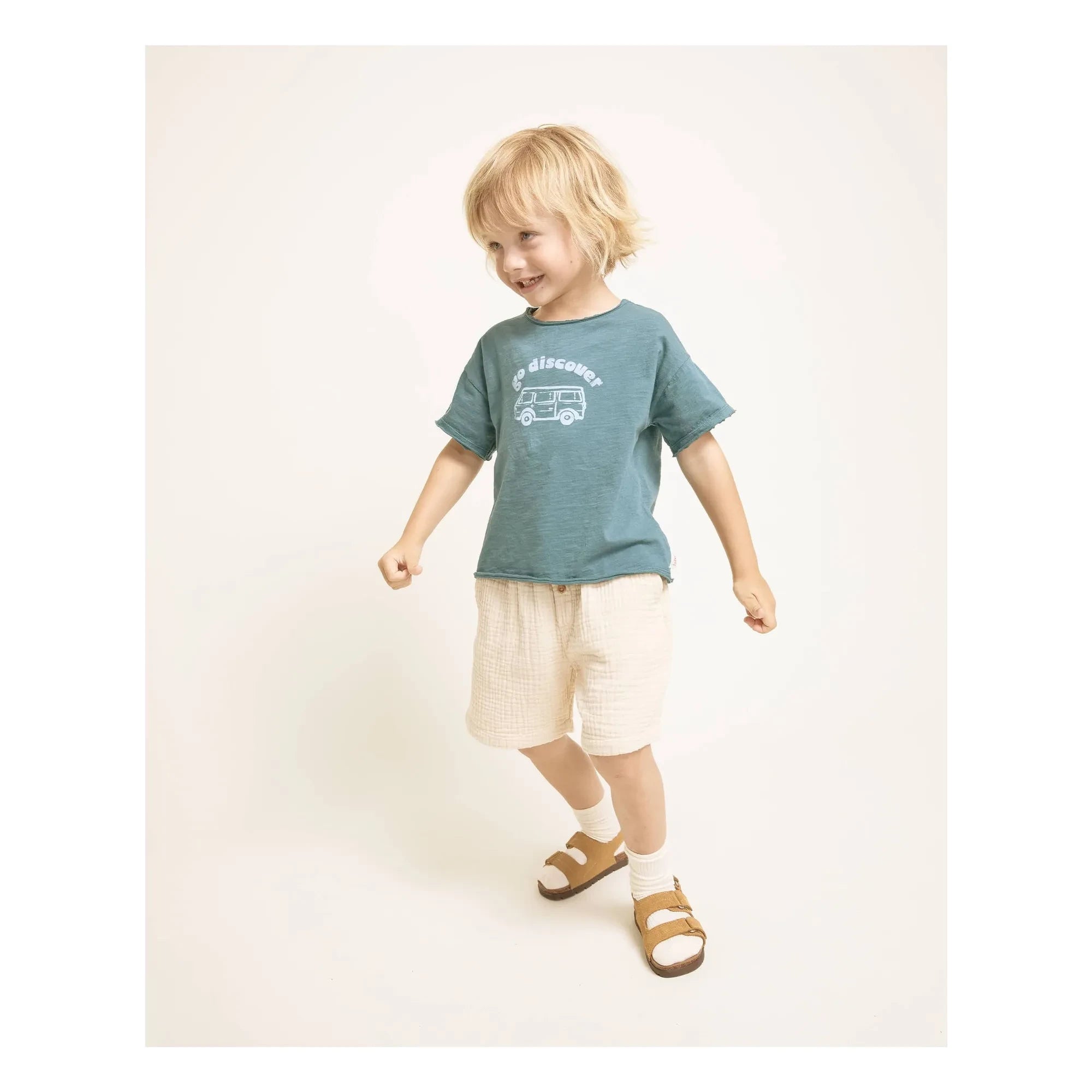 Búho - Go Discover Camiseta de algodón orgánico | Azul pavo real