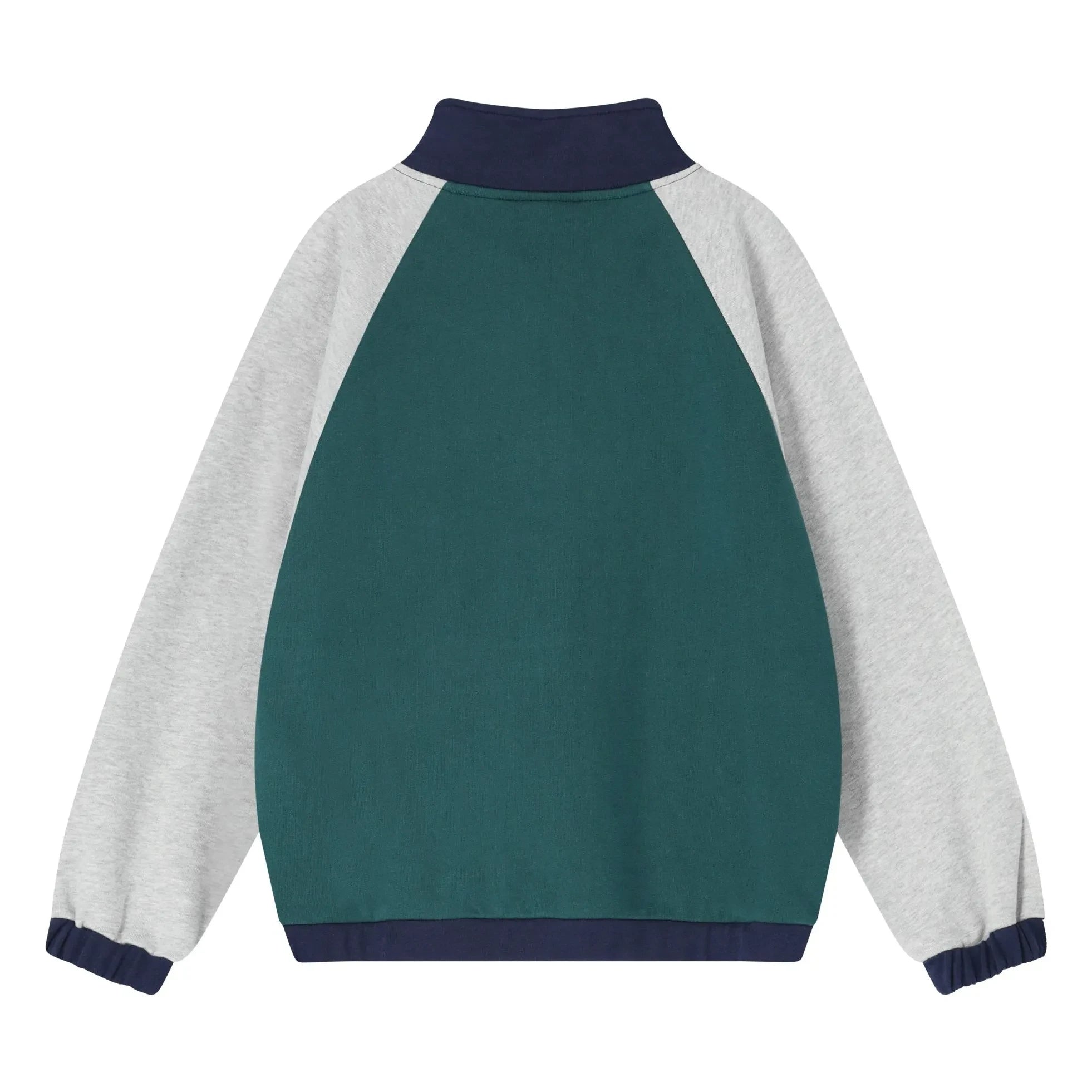 Cos I Said So - Sudadera de algodón orgánico con media cremallera y bloques de color | Gris