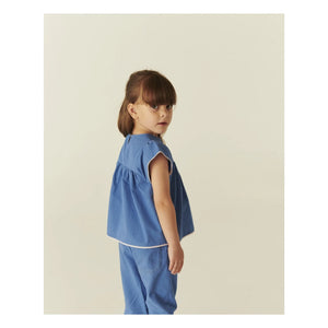 Copenhagen Colors - Blusa con borlas de algodón orgánico | Azul