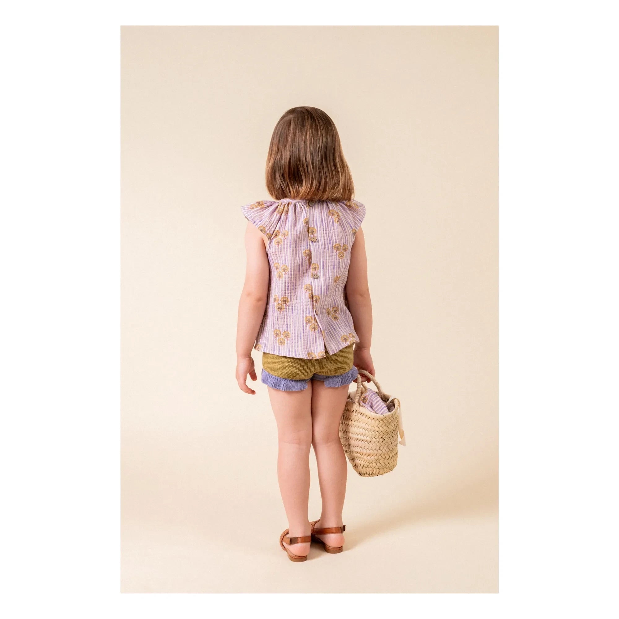 birinit - Short de malla con volantes amarillo verdoso