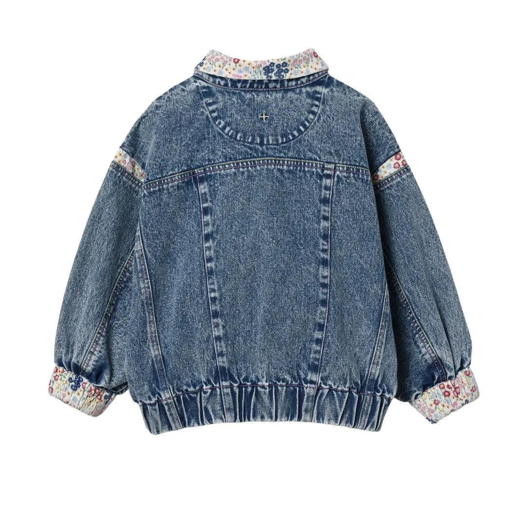 Goldie + Ace - Çiçek Yaka Denim Ceket | Mavi