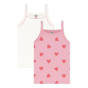 Petit Bateau - Camiseta sin mangas Corazón, pack de 2 | Rosa