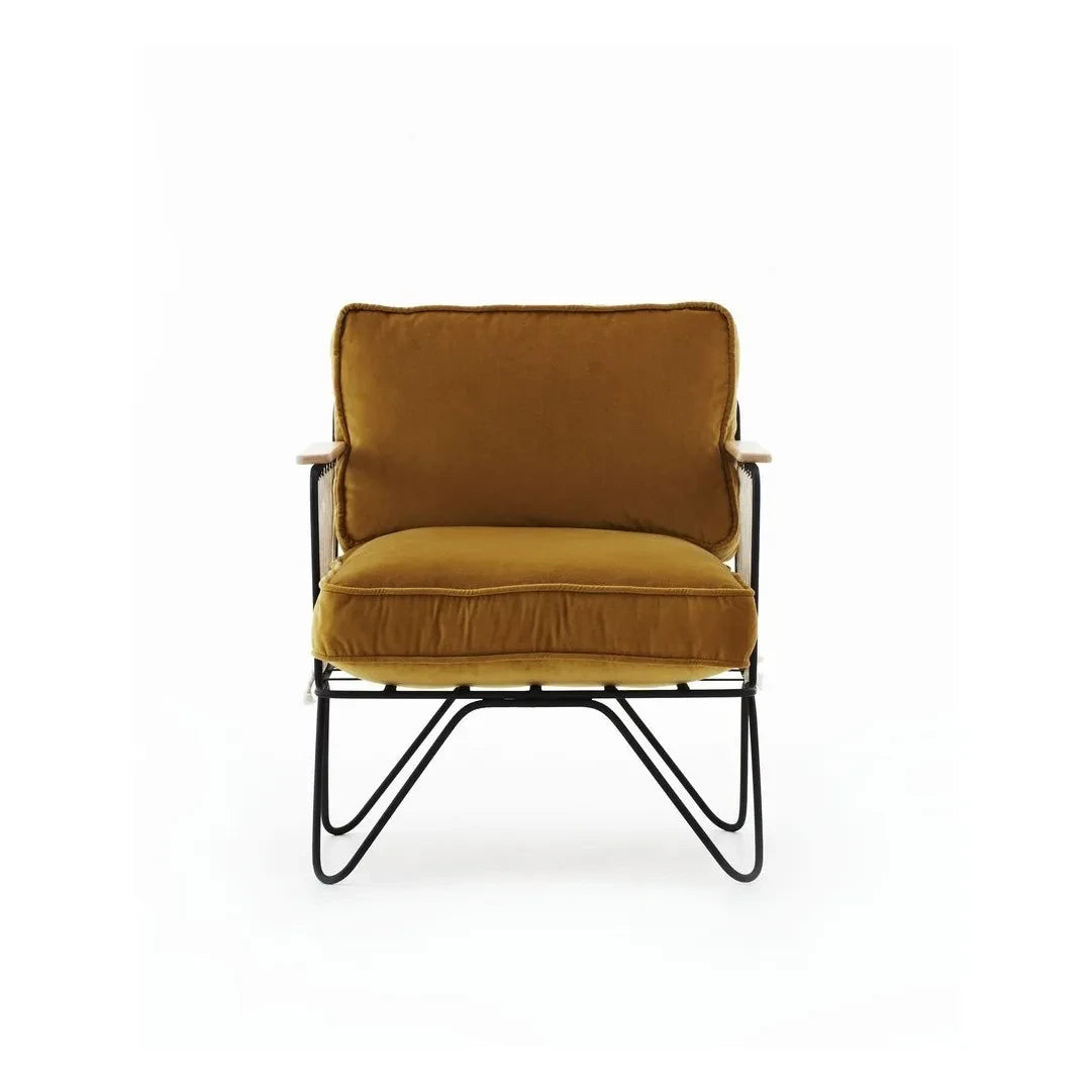 Honoré - Sillón de terciopelo y epoxi negro Croisette | Camel