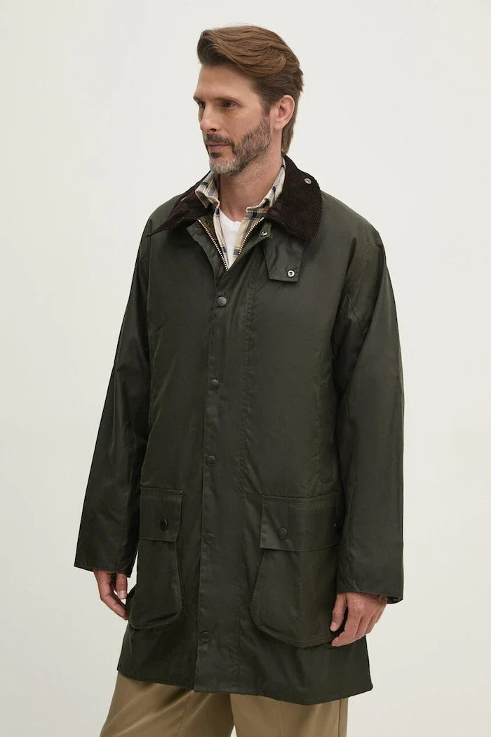 Chaqueta Barbour larga de algodón para hombre