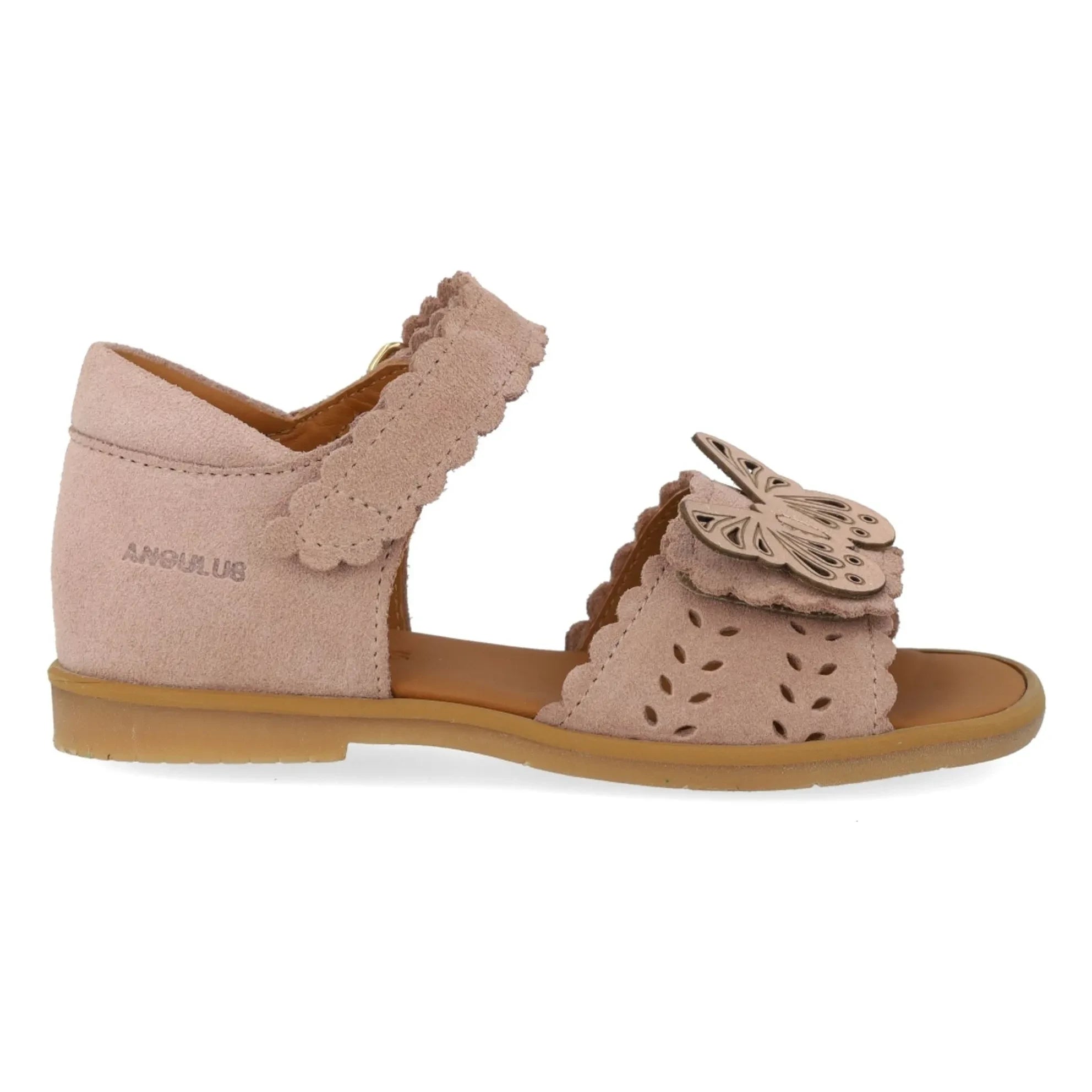 Angulus - Sandalias de ante mariposa | Rosa empolvado