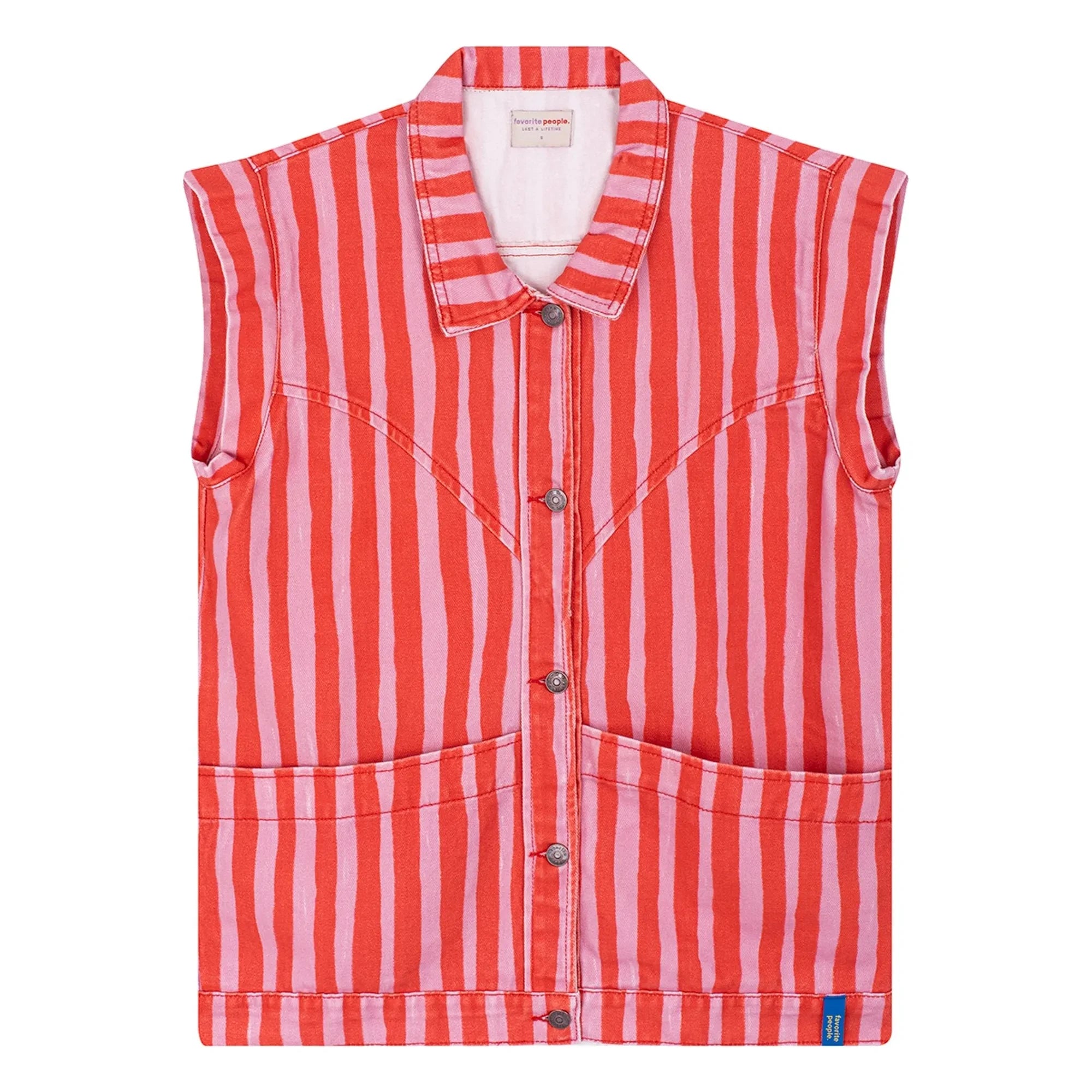 Favorite People - Chaqueta sin mangas a rayas - Colección para mujer | Rojo