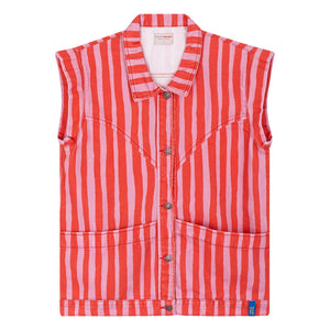 Favorite People - Chaqueta sin mangas a rayas - Colección para mujer | Rojo