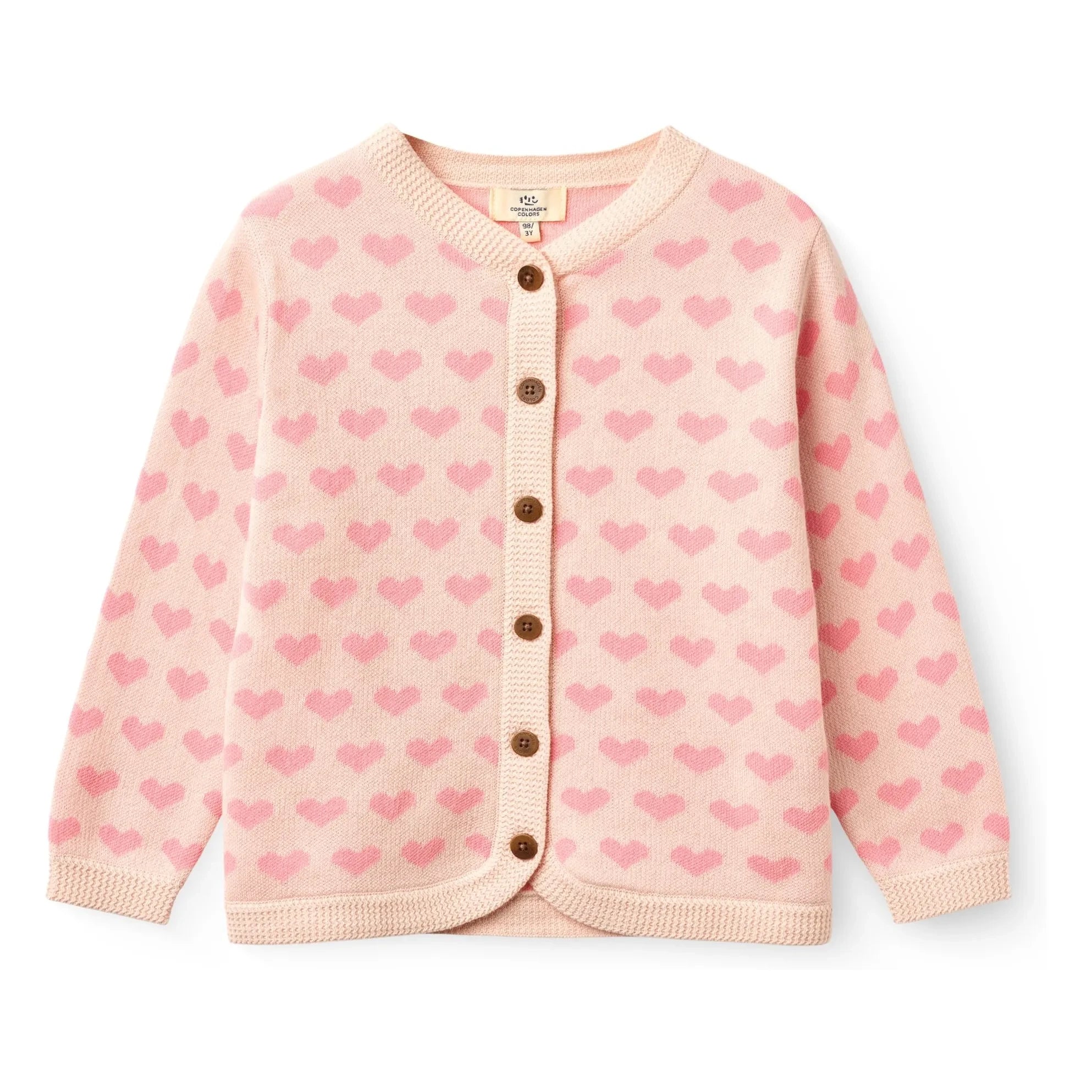 Copenhagen Colors - Cárdigan de Corazones de Algodón Orgánico | Rosa