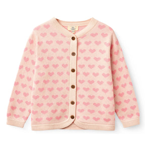 Copenhagen Colors - Cárdigan de Corazones de Algodón Orgánico | Rosa