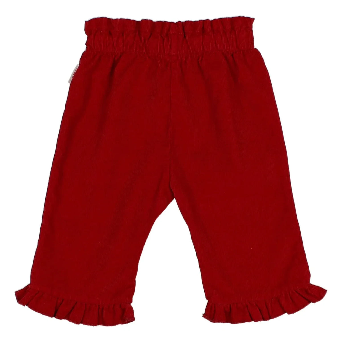 Búho - Pantalón con Volantes de Terciopelo Suave | Rojo cereza