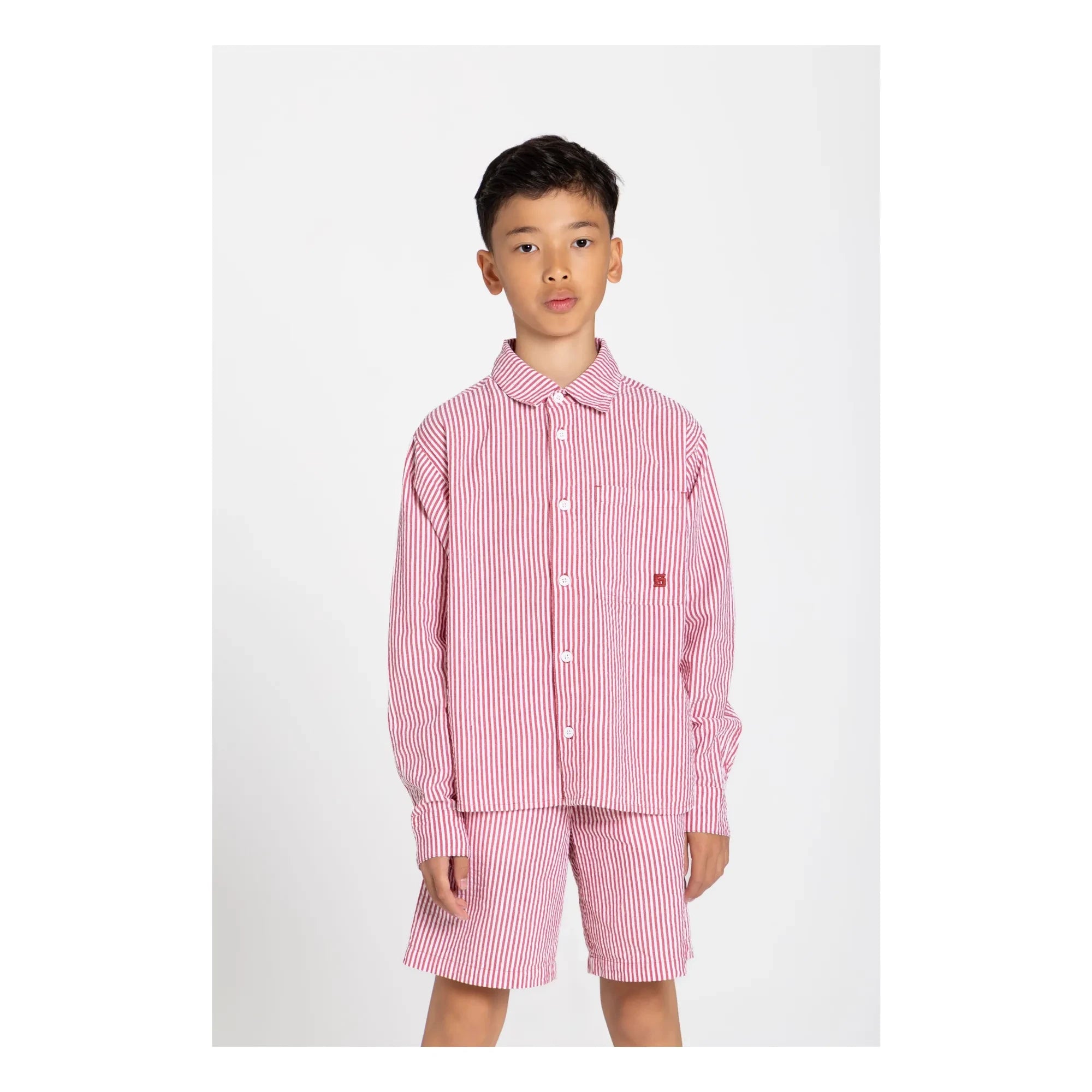 Smallable Kid - Camisa a rayas | Rojo cereza