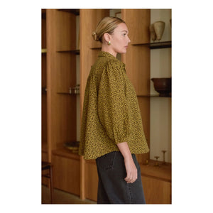 Marlot Paris - Blusa de gasa de algodón de doble capa con estampado de leopardo de Appoline - Colección de mujer | Marrón