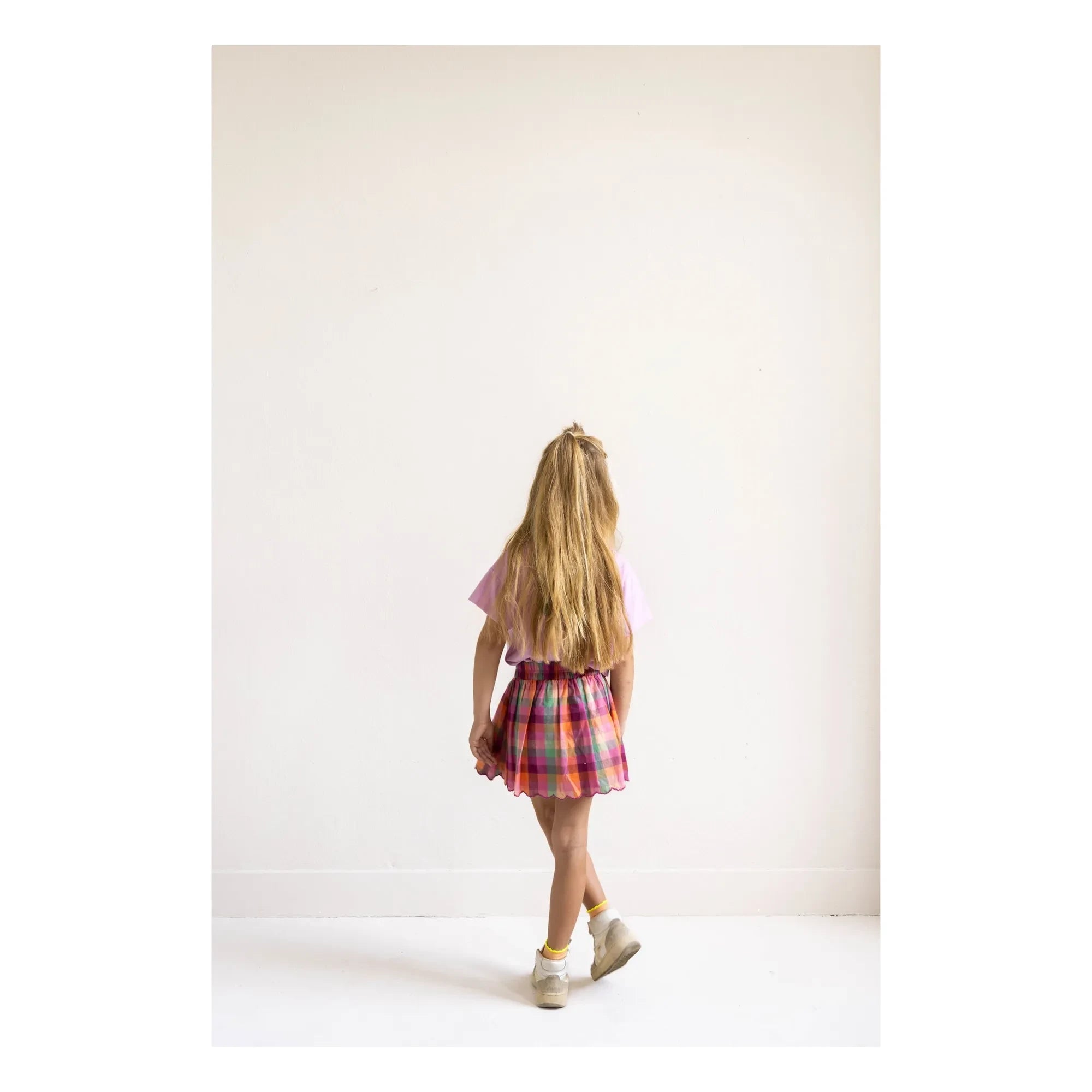 Jenest - Falda de cuadros de algodón orgánico Sara | Fucsia